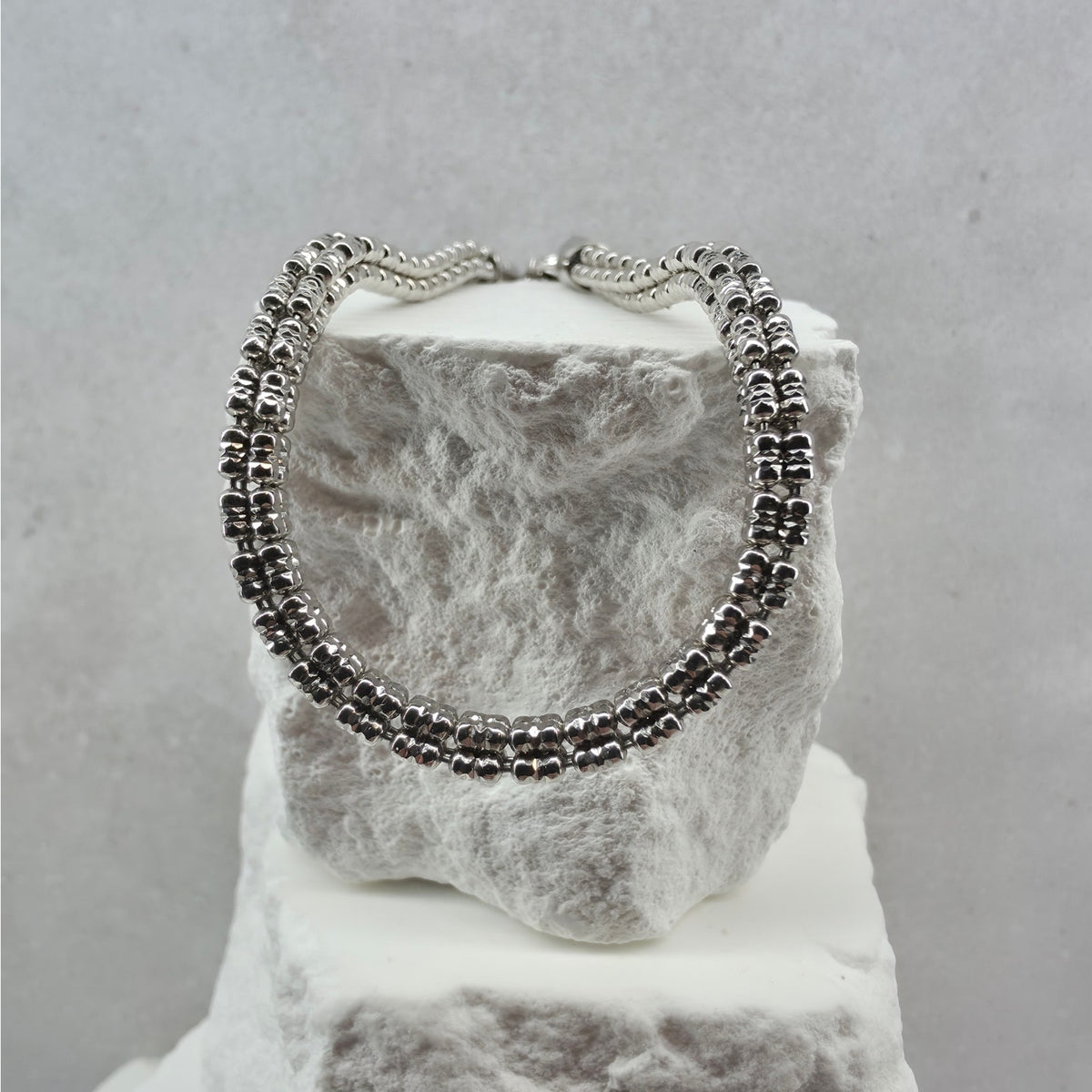 8" 4mm 4-Line Ice Barrel Bracelet - 925 Sterling Silver w/ Rhodium Finish 12.2g