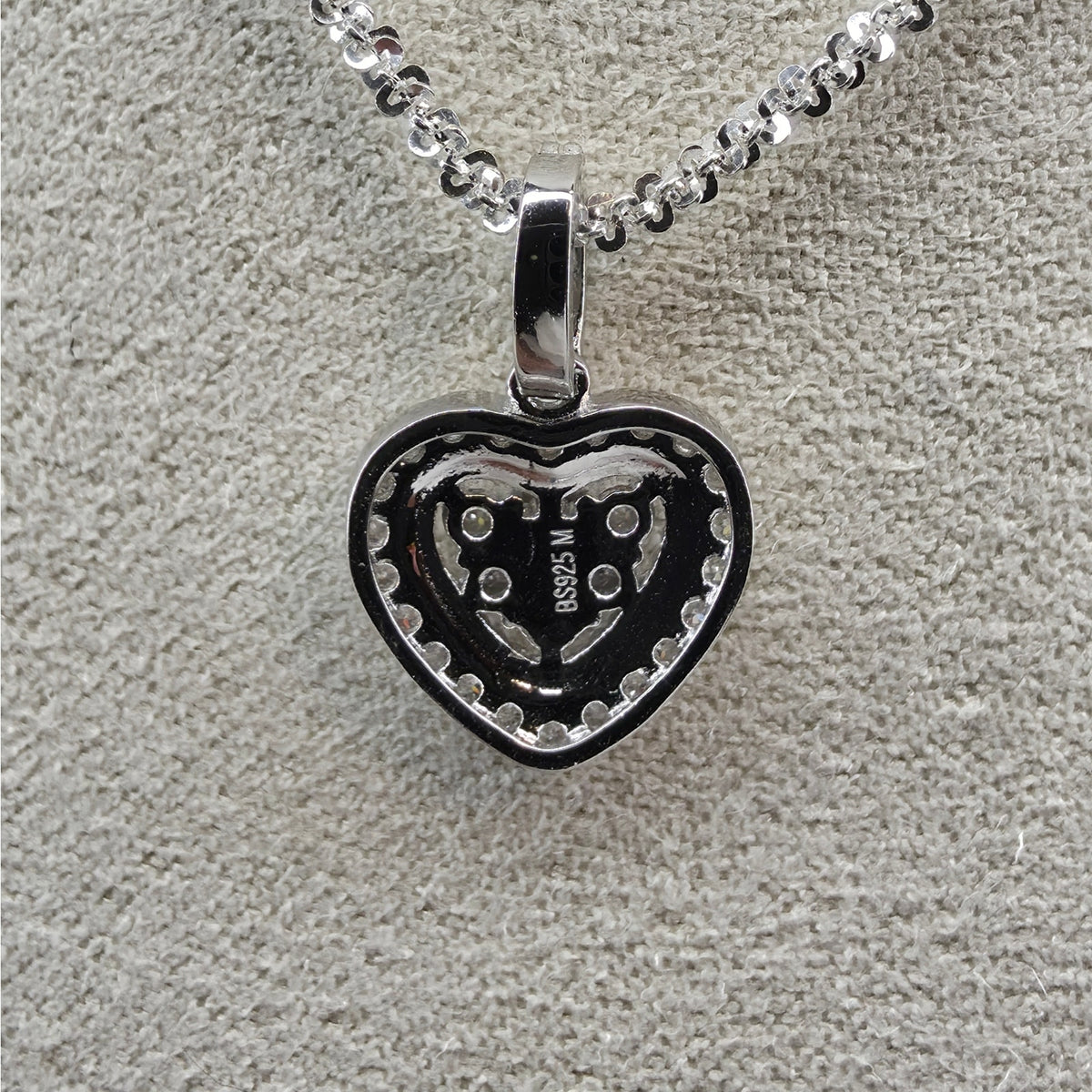 0.42ctw Moissanite Pave Heart Pendant w/ 20" Twisted Rock Necklace - 925 Silver