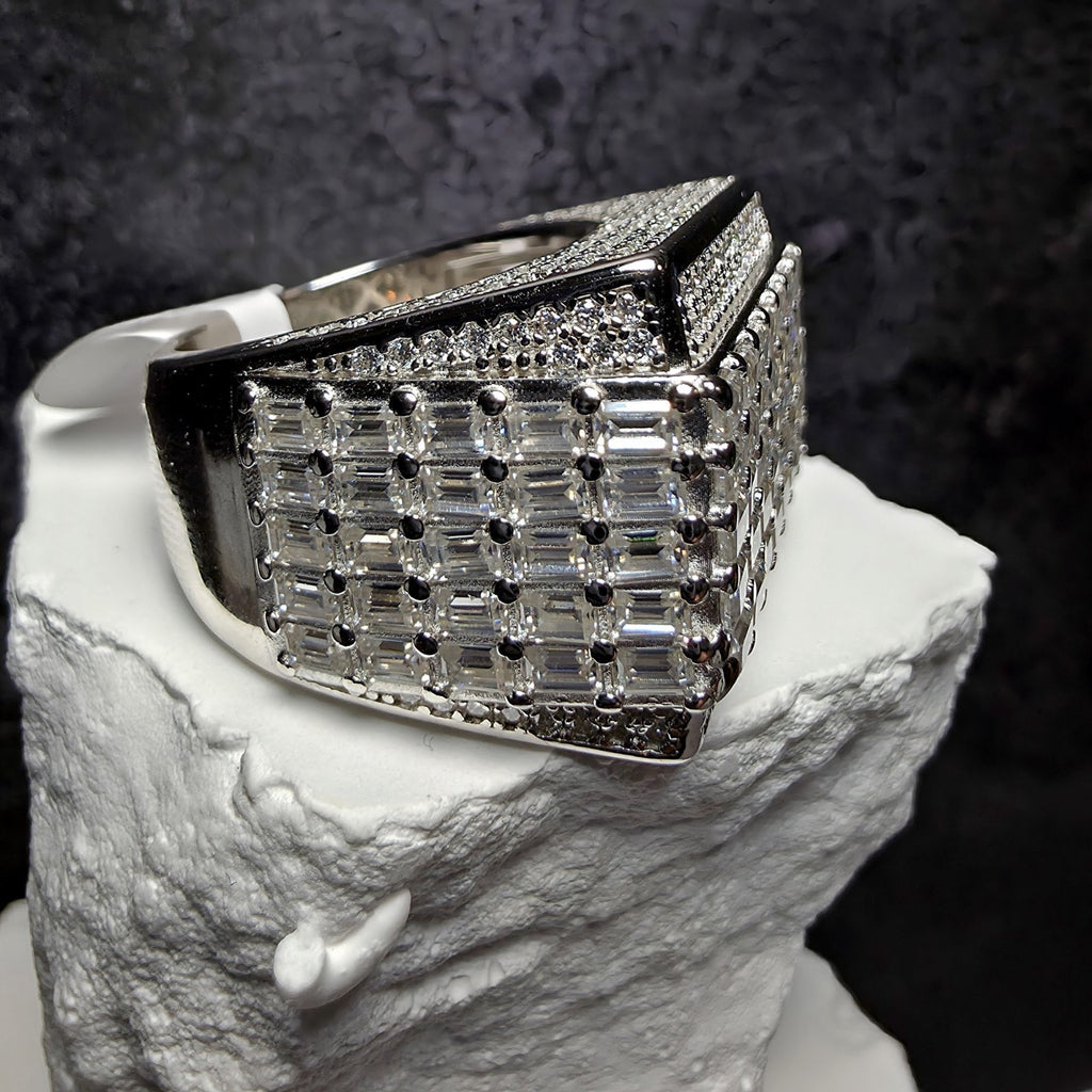 10.64ctw Moissanite Men's Statement Ring - 925 Silver (Size 11) GRA Certified