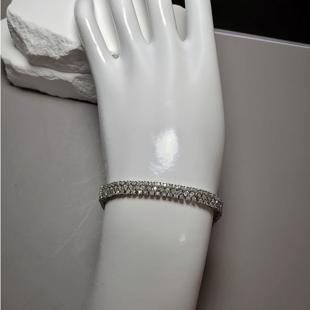 1ctw Lab Diamond Cluster Tennis Style Bracelet Solid 925 Silver 7.5" 4.8mm