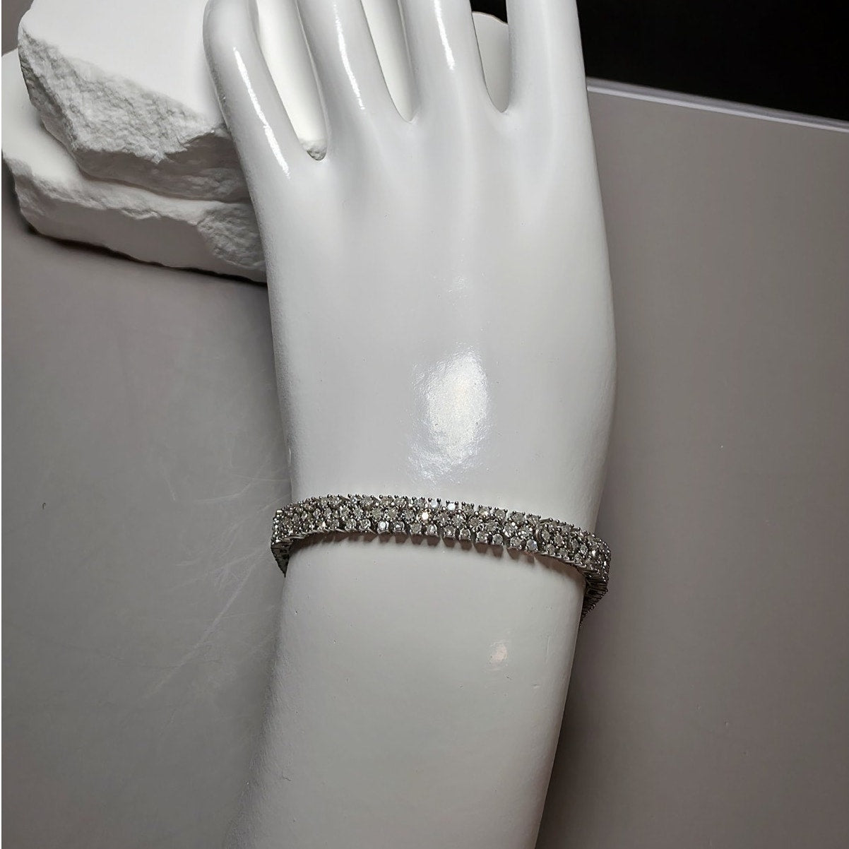 1ctw Lab Diamond Cluster Tennis Style Bracelet Solid 925 Silver 7.5" 4.8mm