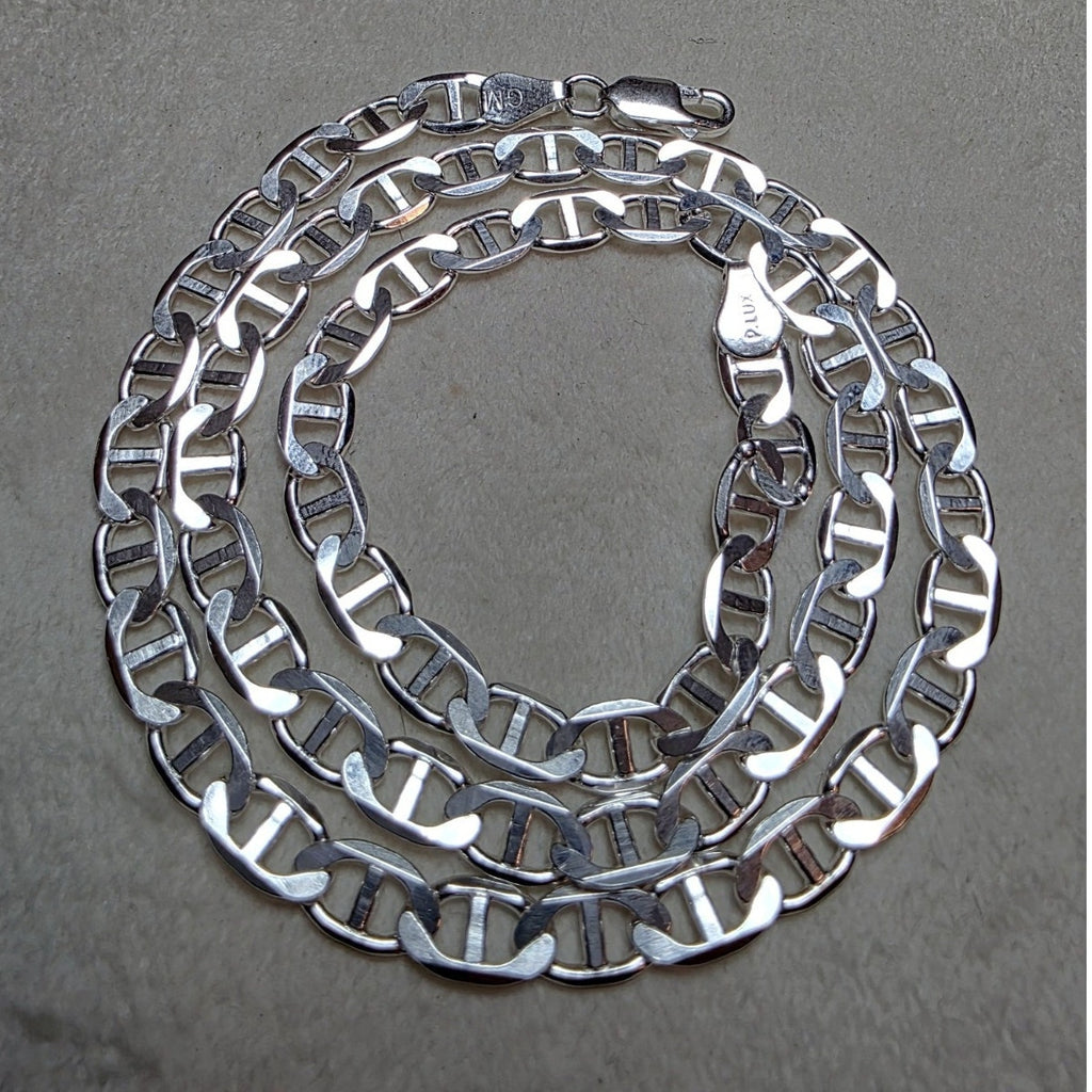 18" Flat Mariner Chain 5.5mm 15g Solid 925 Sterling Silver