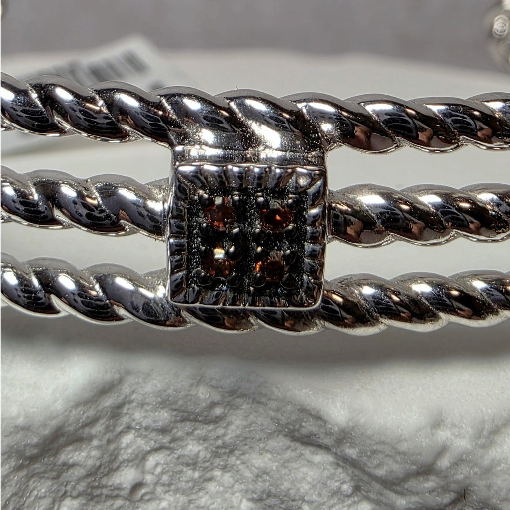 0.25ctw Multicolor Natural Diamond Adjustable Bangle in Solid 925 Silver (22g)