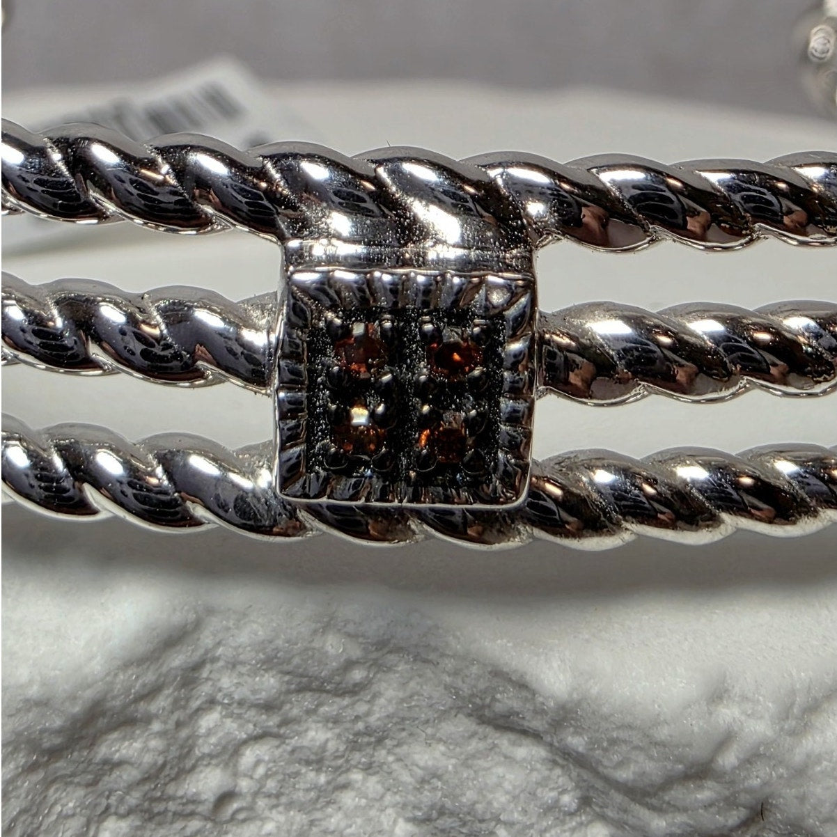 0.25ctw Multicolor Natural Diamond Adjustable Bangle in Solid 925 Silver (22g)