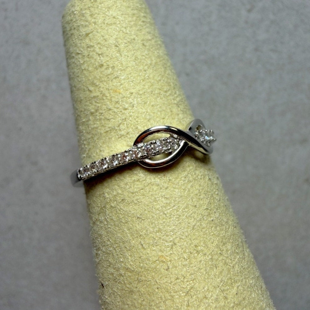 0.14ctw Moissanite Half Infinity Band Ring 925 Sterling Silver Size 5.5 w/GRA