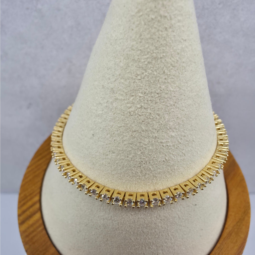 6.5" 2.5mm Moissanite Tennis Bracelet Gold Plated 925 Silver - GRA Certified