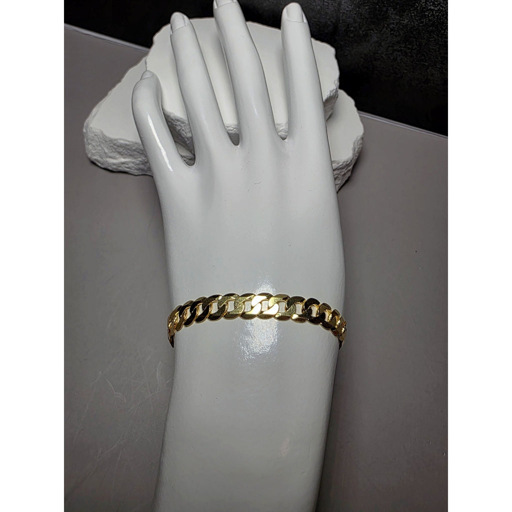 8" 6.6mm Cuban Curb Bracelet 8.74g Gold Over 925 Sterling Silver