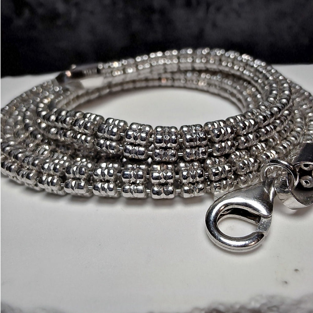 24" 5.1mm 41g 5-Line DC Ice Barrel Chain w/Rhodium Solid 925 Sterling Silver
