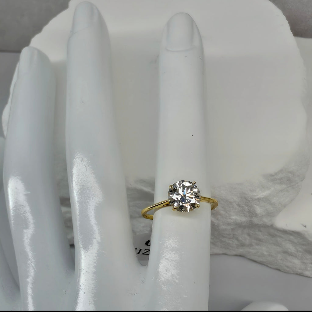 Sz 6 1.2ct 7mm D VVS Moissanite Solitaire Ring Gold over 925 Sterling Silver