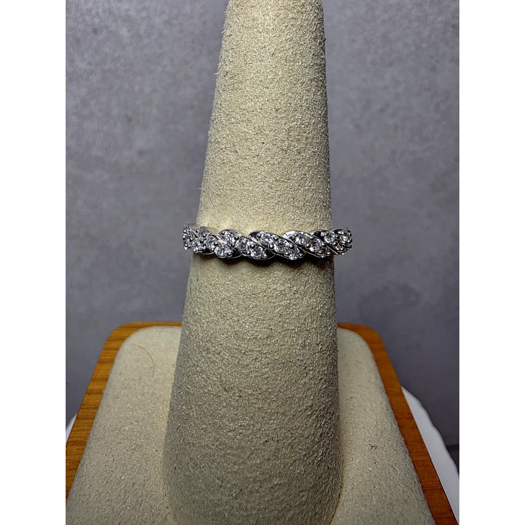 S7 Diamond Half Eternity Band 925 Sterling Silver Lab Created