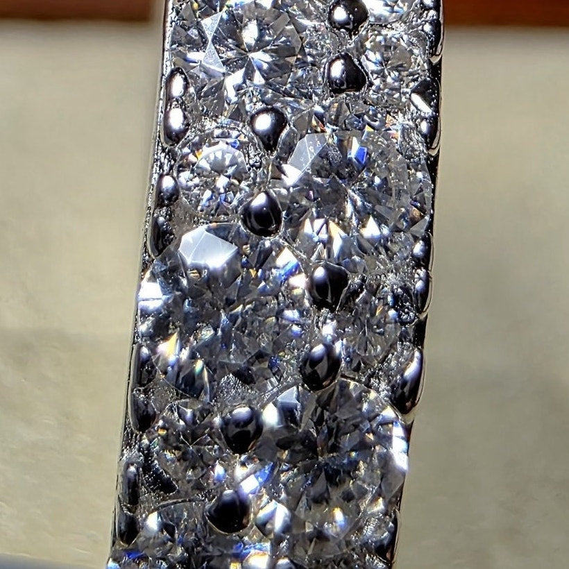 Sizes 6 & 7 0.90ctw Moissanite Two-Row Half Eternity Band 925 Silver