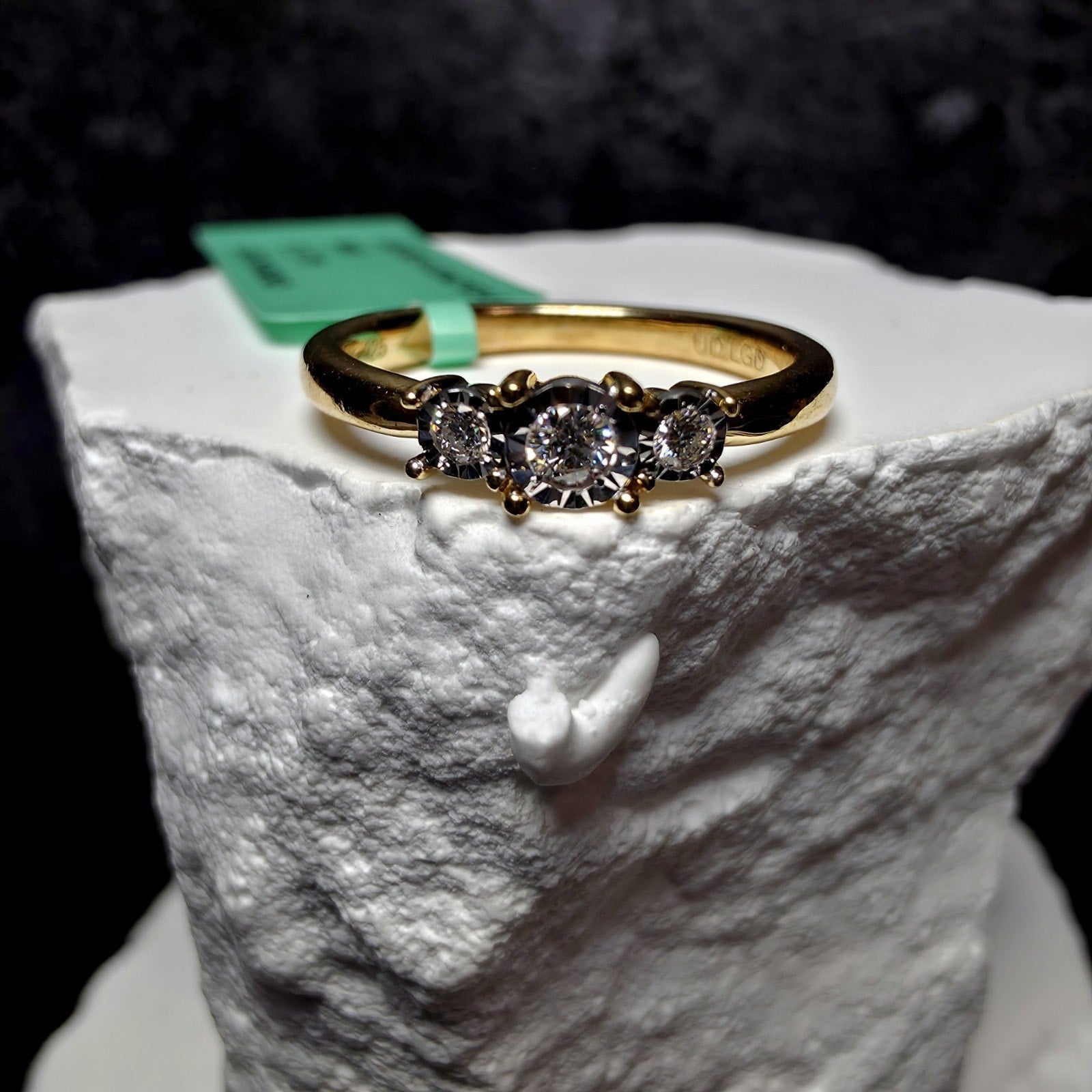 0.10ctw Lab Grown Diamond Past,Present,Future Ring Size 6 Gold Over 925 Silver