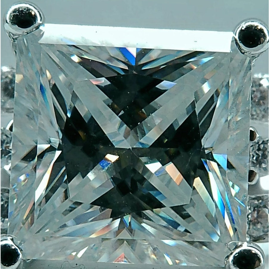 Size 6 1.74ct Princess Cut Moissanite Ring 925 Sterling Silver GRA Certified