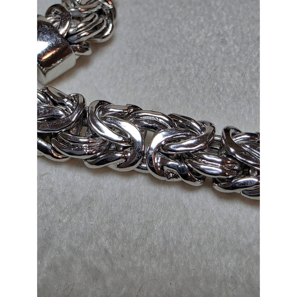 7" 8.4mm Flat Byzantine 15.49g Solid 925 Sterling Silver w/Rhodium