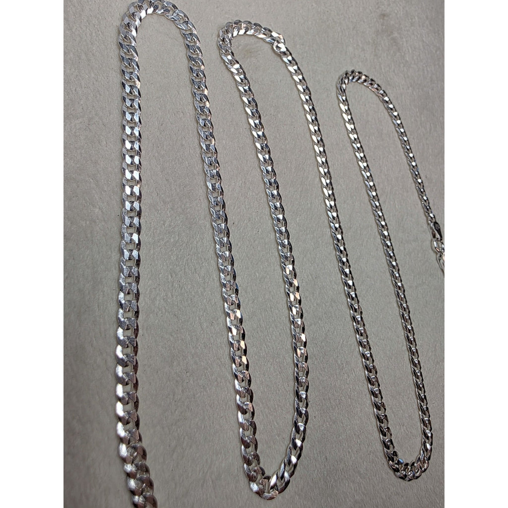 24" 3.5mm 9.4g Cuban Curb Chain Solid 925 Sterling Silver