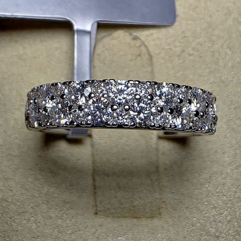 Sizes 6 & 7 0.90ctw Moissanite Two-Row Half Eternity Band 925 Silver