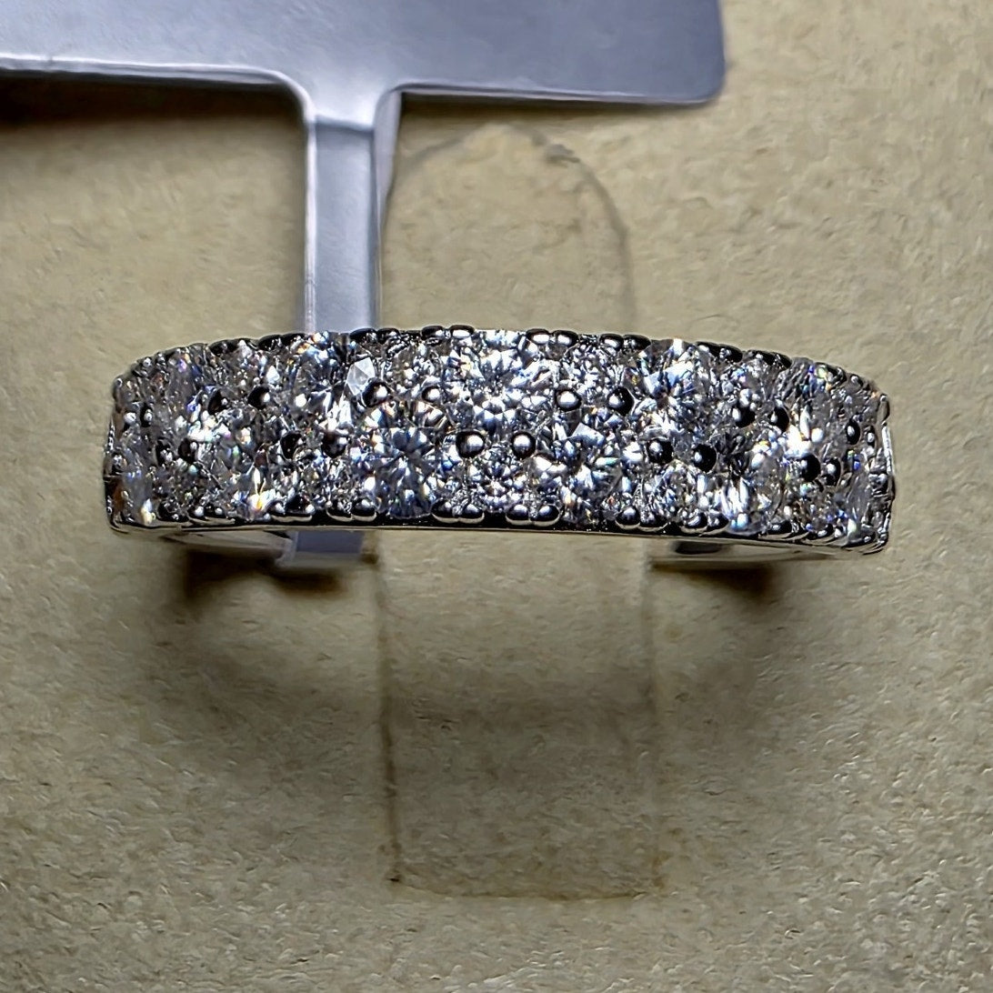 Sizes 6 & 7 0.90ctw Moissanite Two-Row Half Eternity Band 925 Silver
