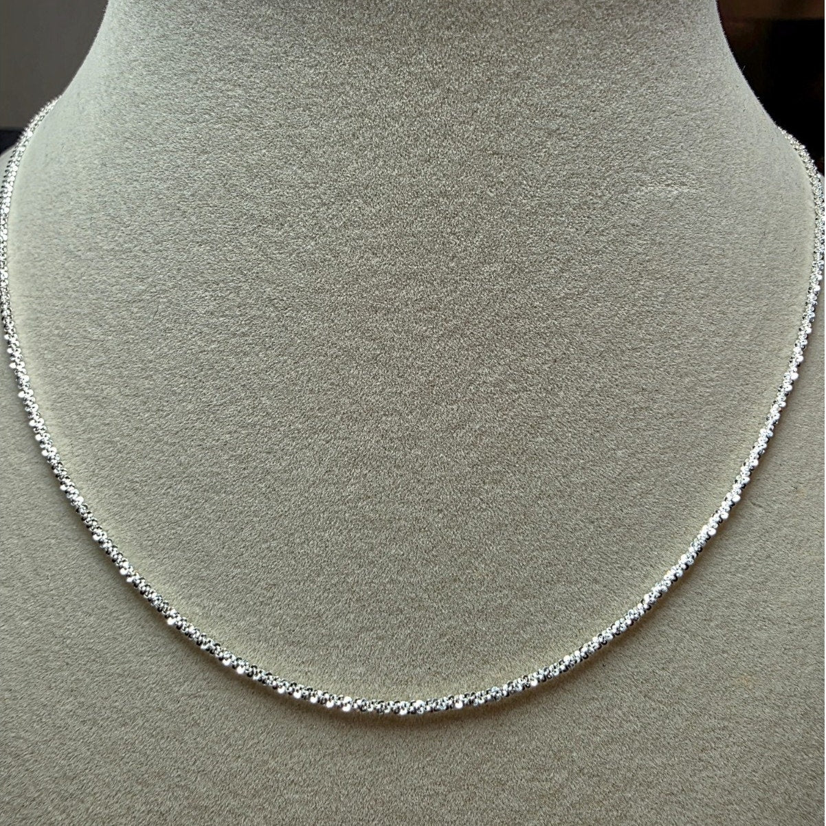 18" Twisted Rock Necklace 1.6mm Solid 925 Sterling Silver Unisex