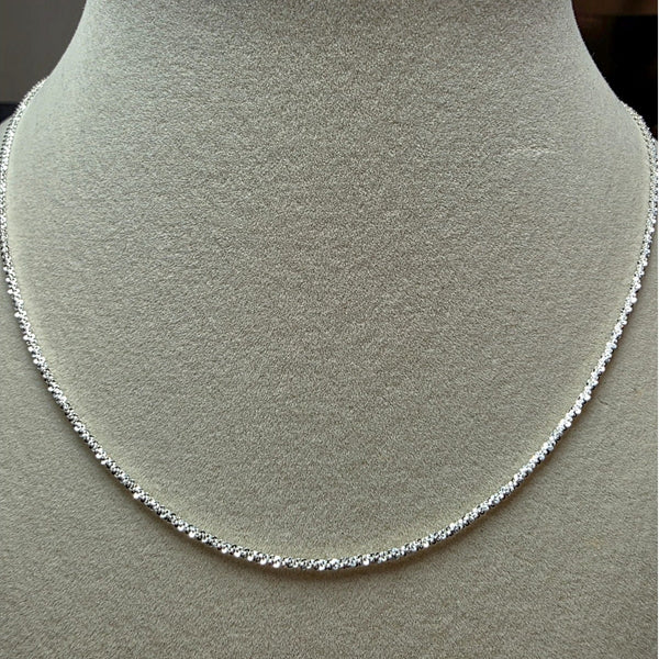 18" Twisted Rock Necklace 1.6mm Solid 925 Sterling Silver Unisex