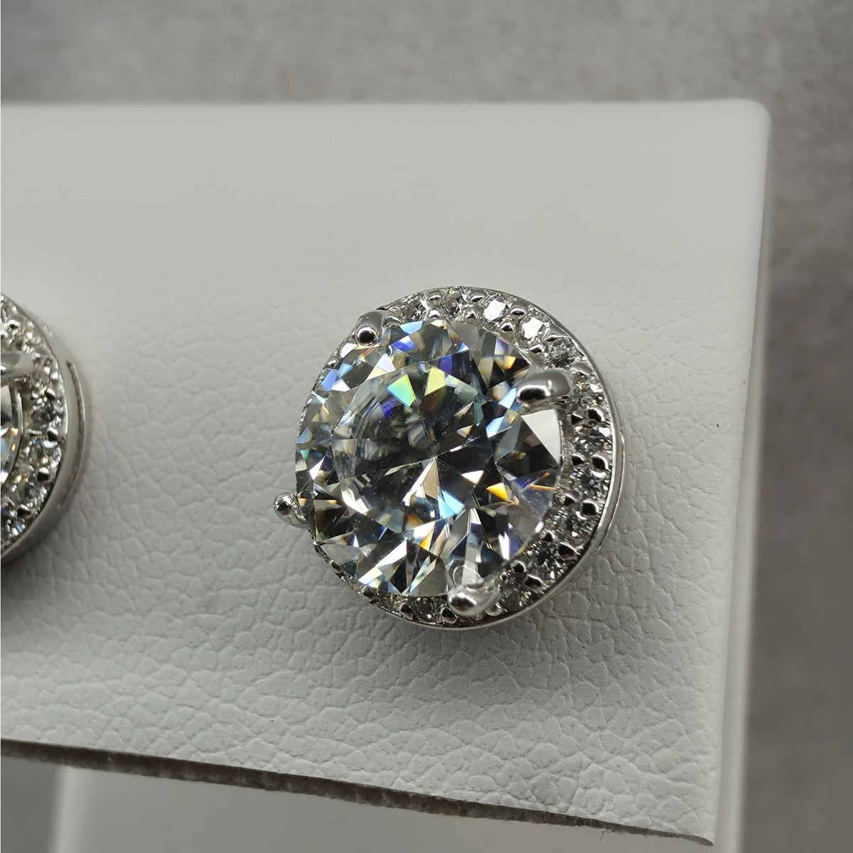 4.27ctw Moissanite Halo Stud Earrings 925 Sterling Silver w/Butterfly Push Back