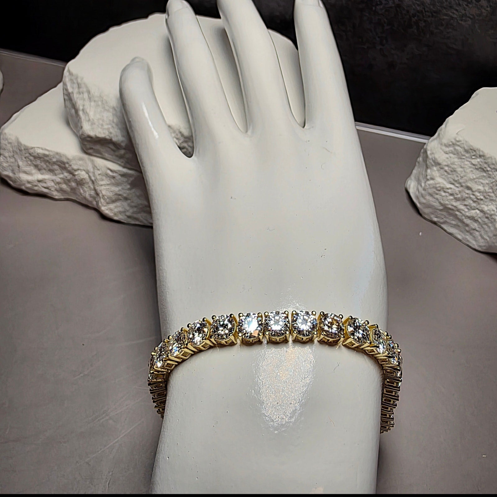 17.87ctw Moissanite Tennis Bracelet 14K Gold over 925 Sterling Silver 8" 5mm GRA
