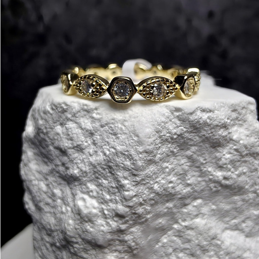 S6 0.30ct Moissanite Stackable Eternity Band Gold Over 925 Sterling Silver