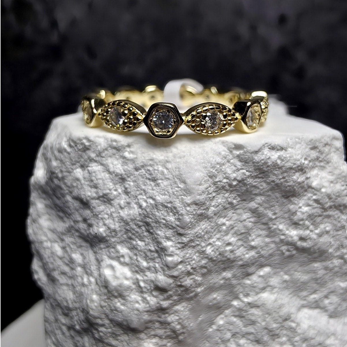 S6 0.30ct Moissanite Stackable Eternity Band Gold Over 925 Sterling Silver