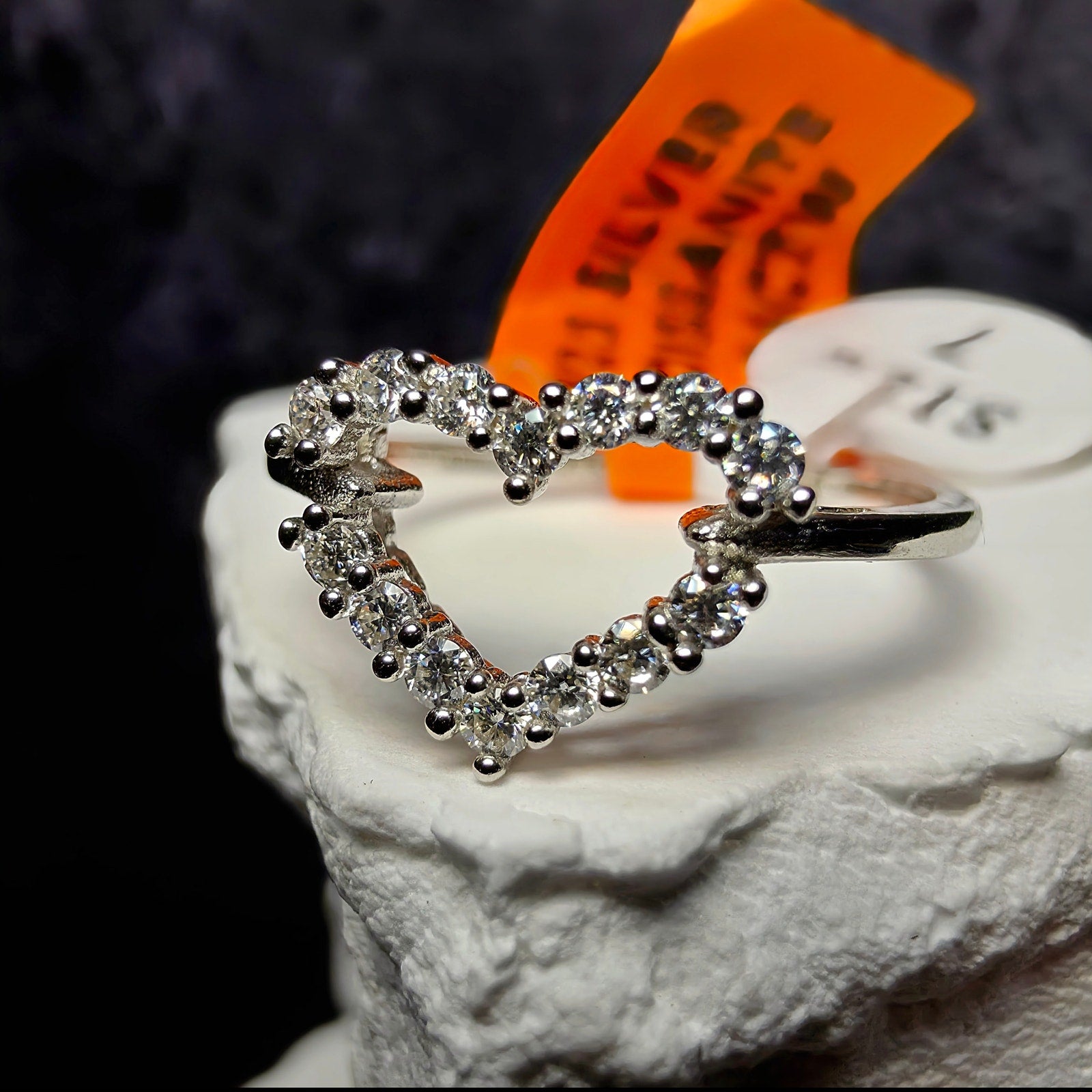 0.25 CTW Moissanite Open Heart Ring in 925 Sterling Silver – Size 7