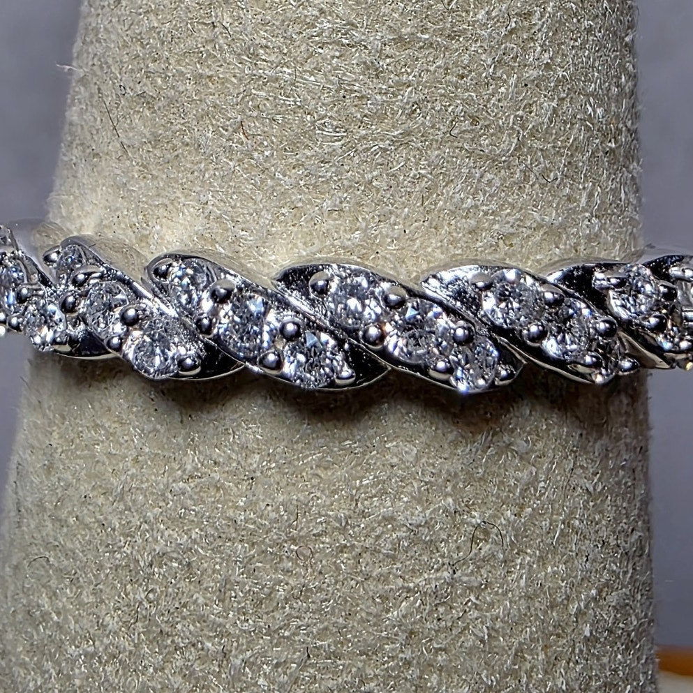 Size 7 0.25ctw Lab-Created Diamond Half Eternity Band 925 Sterling Silver