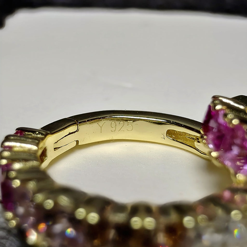 Gradient Multi-Color Cubic Zirconia Huggies in Gold-Plated Sterling Silver