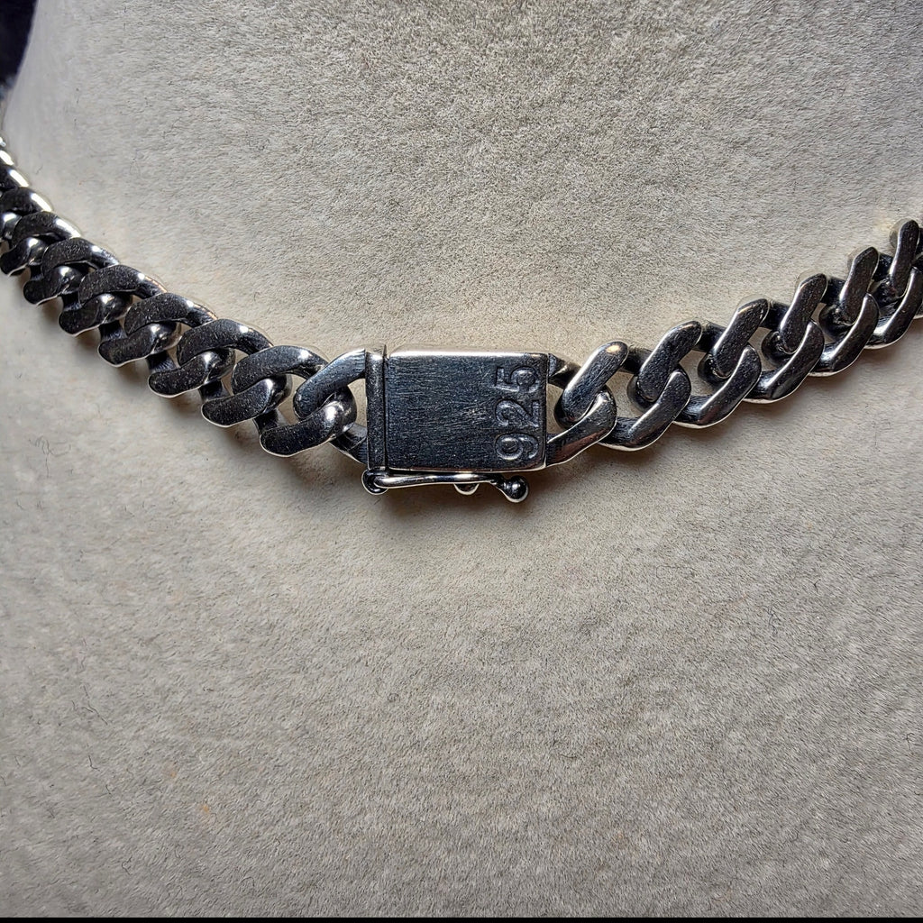 24" 7.4mm Monaco Cuban Chain – 925 Sterling Silver w/Rhodium & Box Clasp (52g)