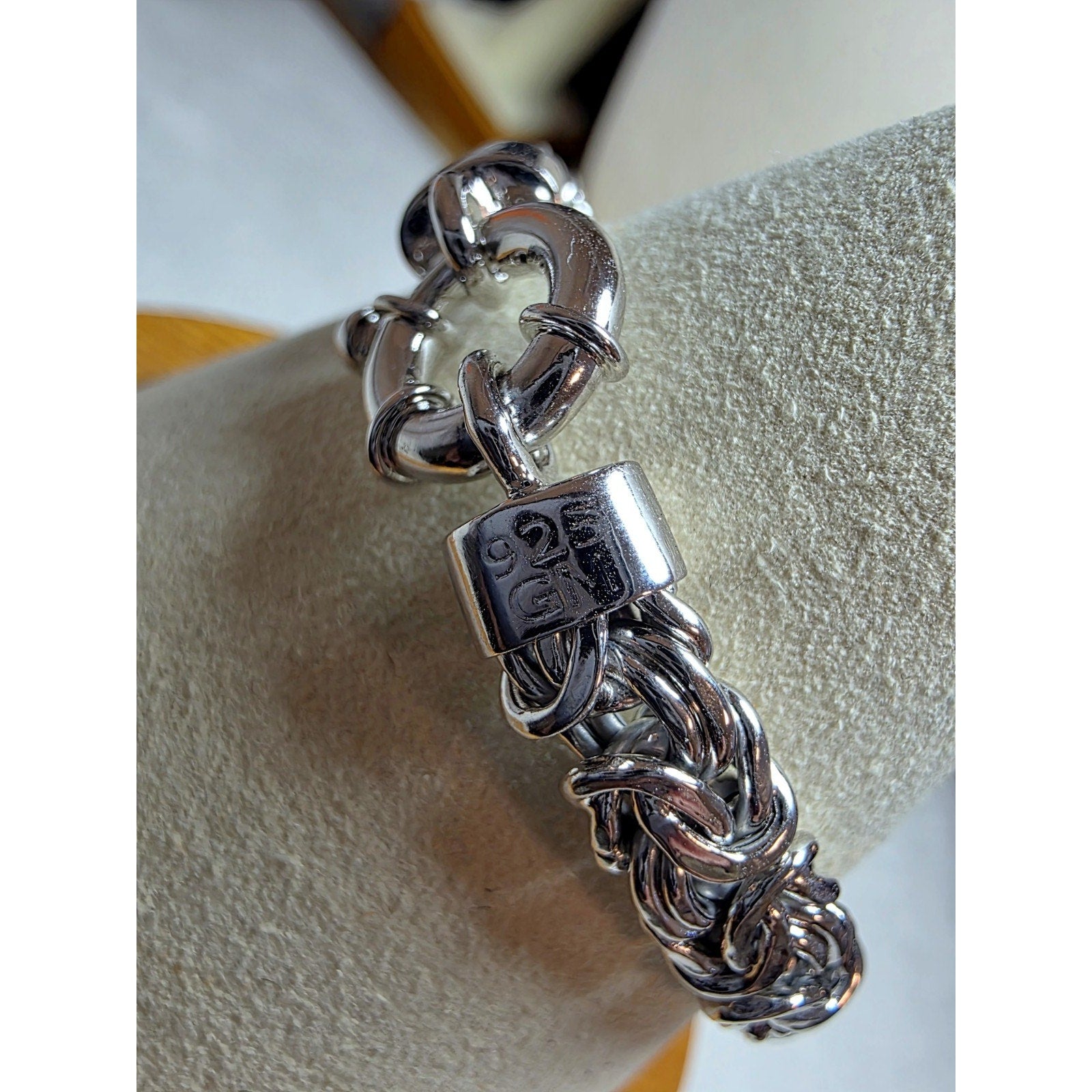 7" 8.4mm Flat Byzantine 15.49g Solid 925 Sterling Silver w/Rhodium