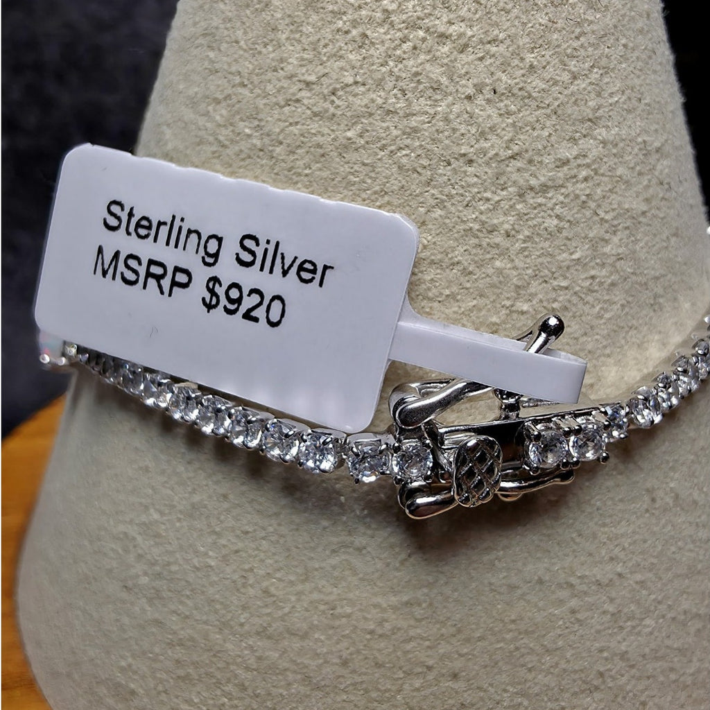 7" 925 Sterling Silver Ethiopian Opal & CZ Tennis Bracelet | Iridescent Station