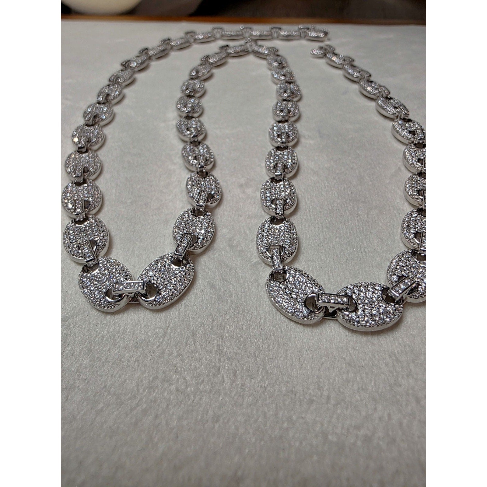 24" 8mm Moissanite Puffed Mariner Chain 52.49g 925 Sterling Silver