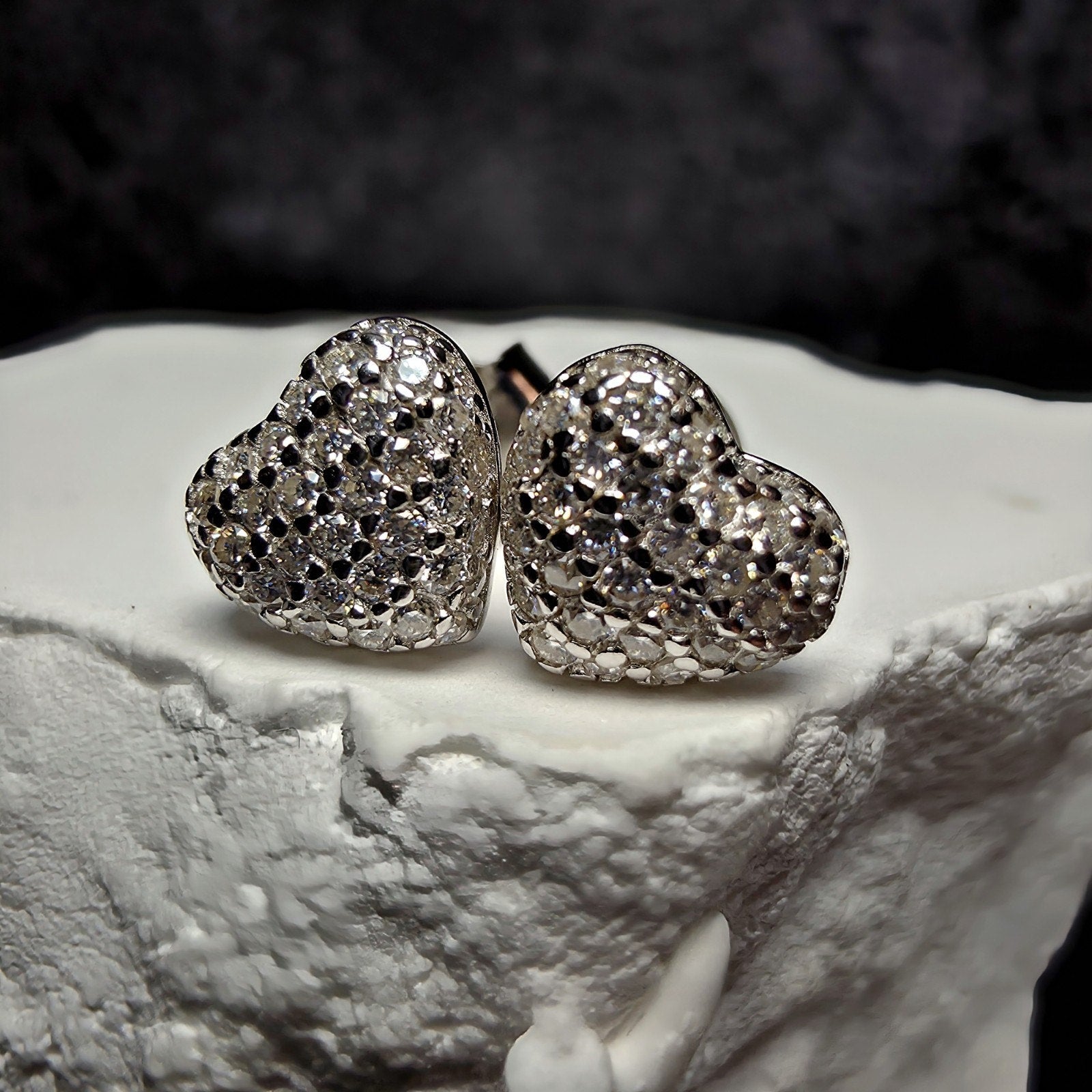 0.42 CTW Pavé Moissanite Heart Stud Earrings in 925 Sterling Silver