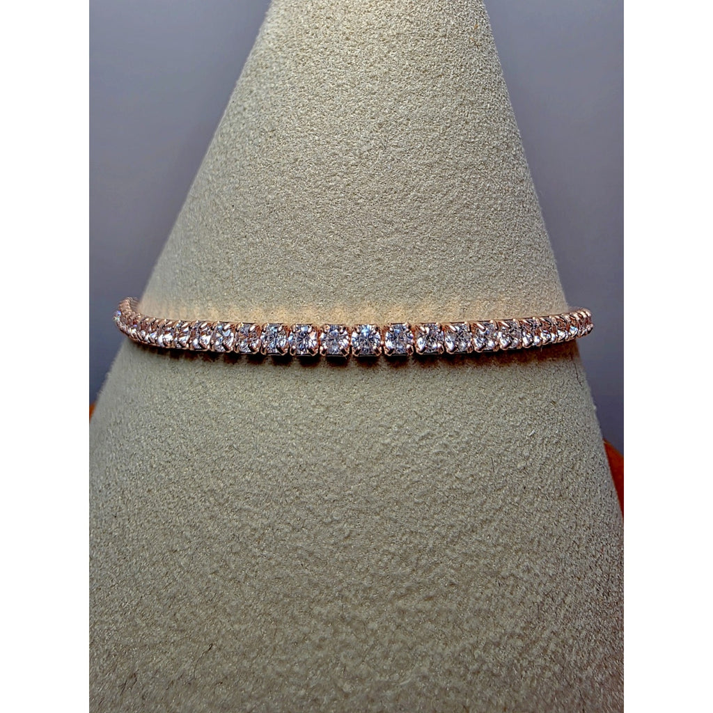 7.5" 2.2mm Rose Gold Tennis Bracelet 925 Sterling Silver