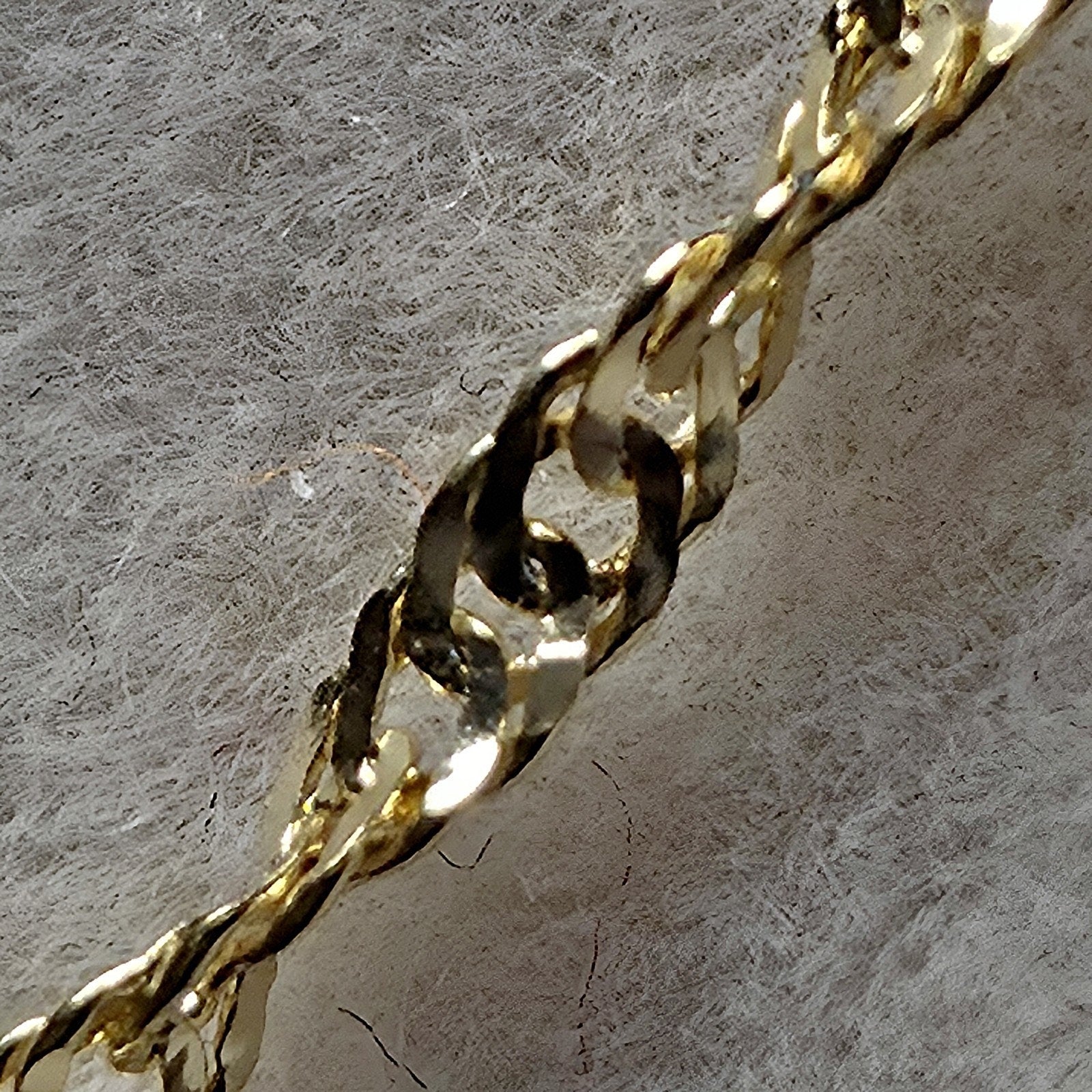 14K Solid Yellow Gold Singapore Dainty Necklace 16" 1.3mm