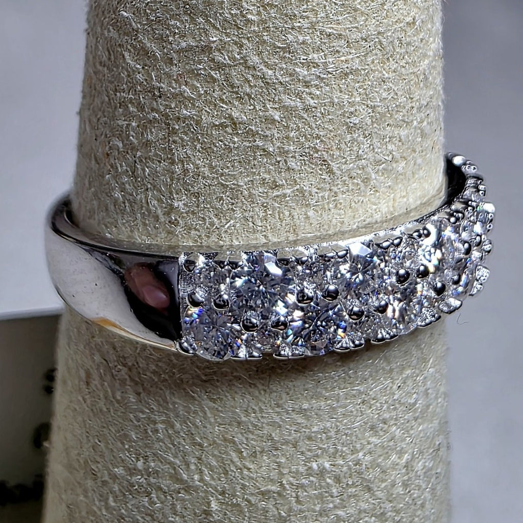 Sizes 6 & 7 0.90ctw Moissanite Two-Row Half Eternity Band 925 Silver