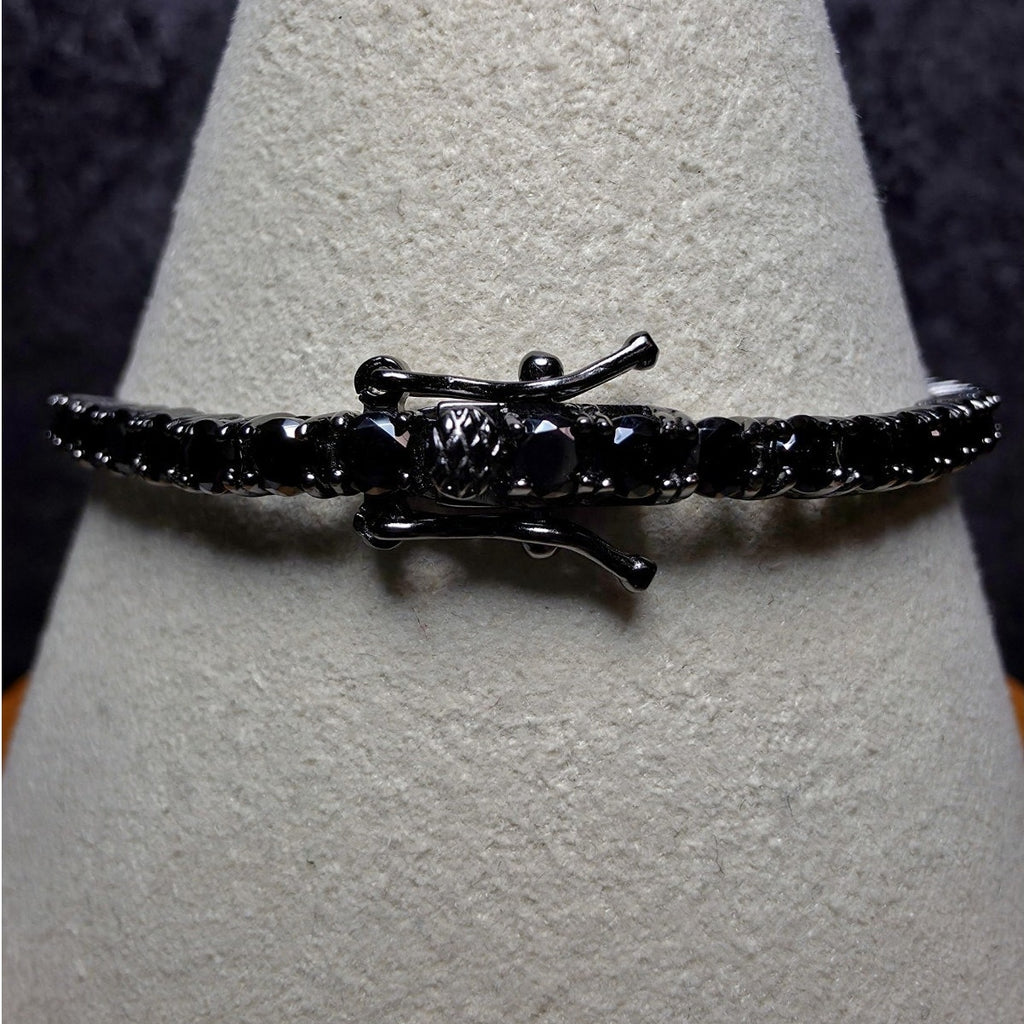 7" 3.3mm Blacked Out Onyx Sterling Silver Tennis Bracelet
