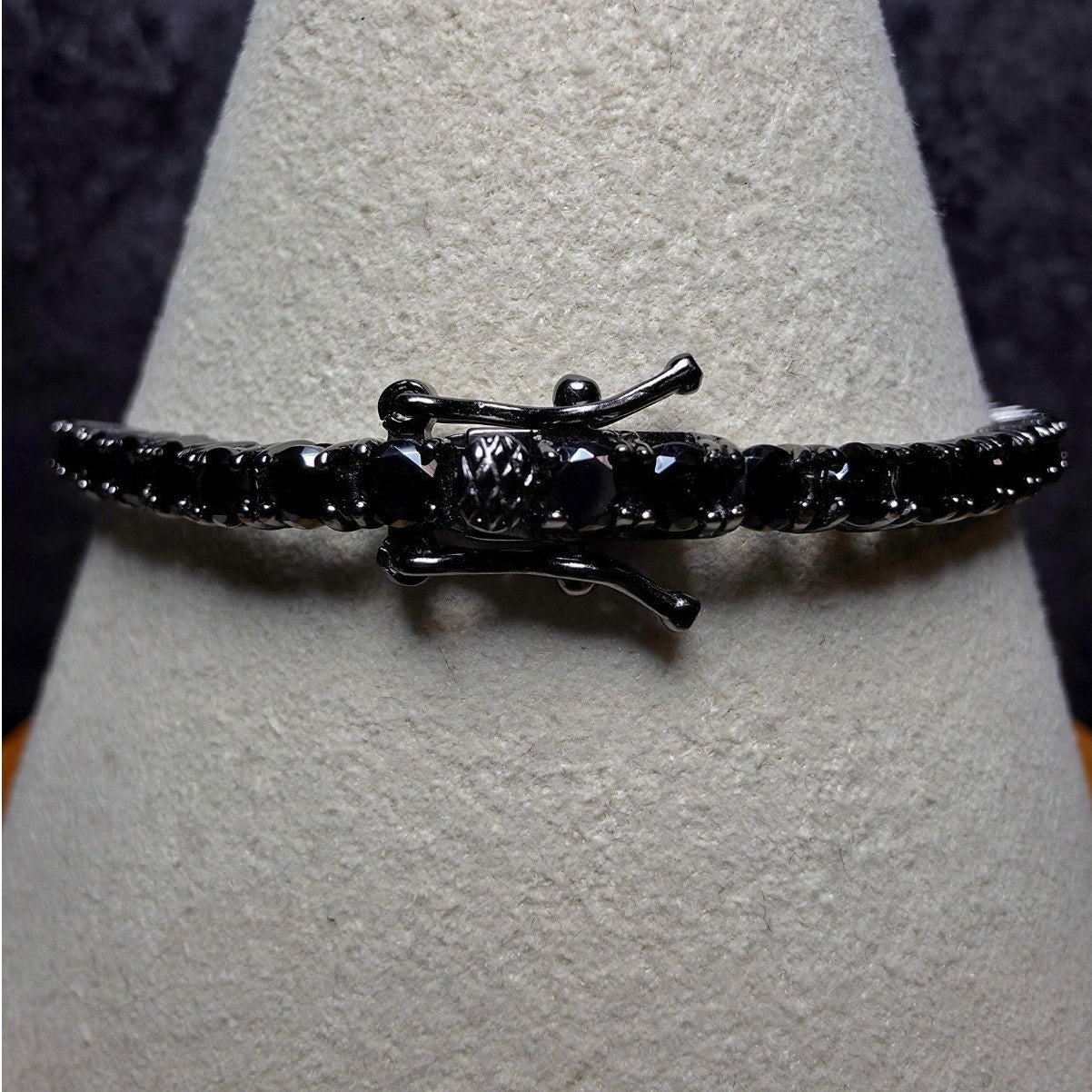 7" 3.3mm Blacked Out Onyx Sterling Silver Tennis Bracelet