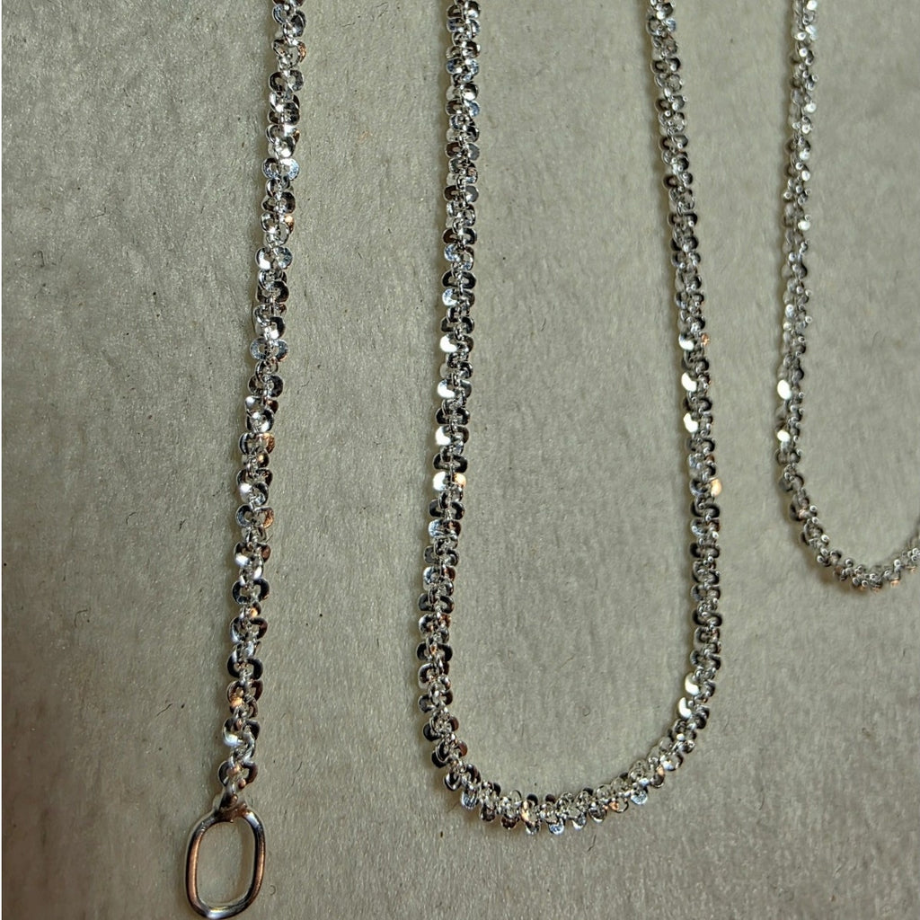 18" Twisted Rock Necklace 1.6mm Solid 925 Sterling Silver Unisex