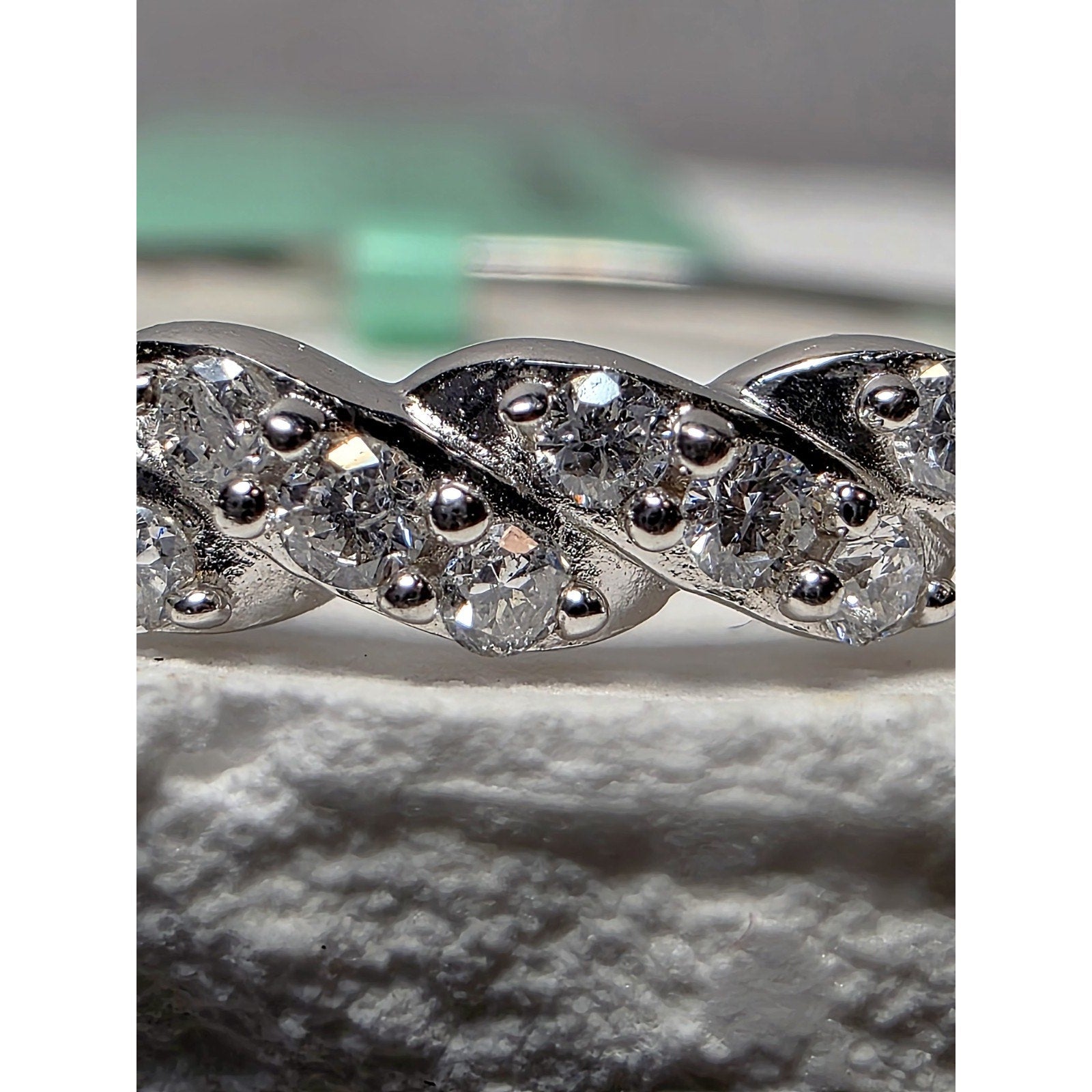 S7 Diamond Half Eternity Band 925 Sterling Silver Lab Created