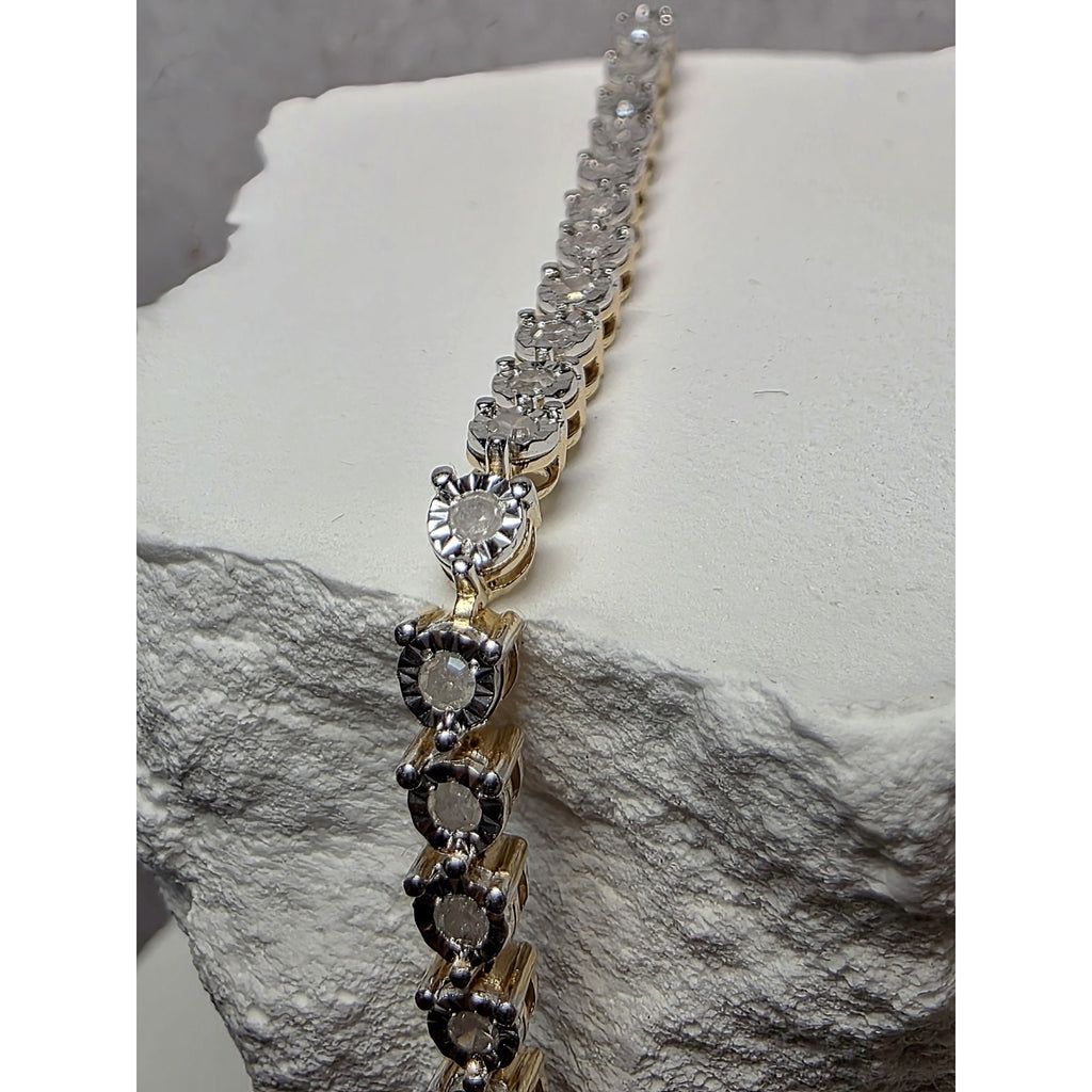 7.5" 3.3mm 1.0ctw Natural Diamond Tennis Bracelet Gold Over 925 Sterling Silver