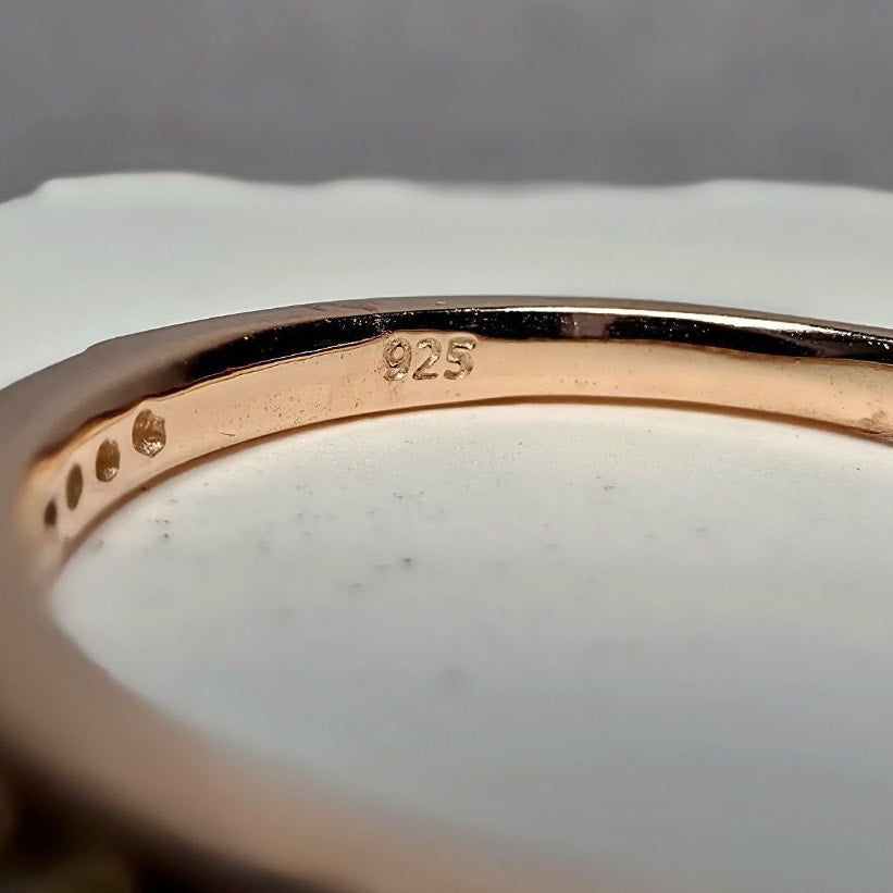 Size 7 Rose Gold Moissanite Half Eternity Stackable Ring 925 Sterling Silver