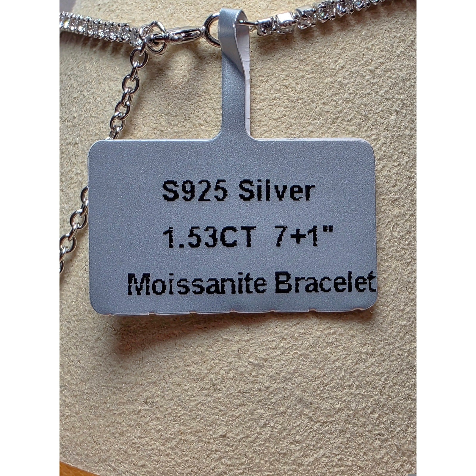 7+1" 1.53ctw Moissanite Tennis Bracelet 925 Sterling Silver Adjustable