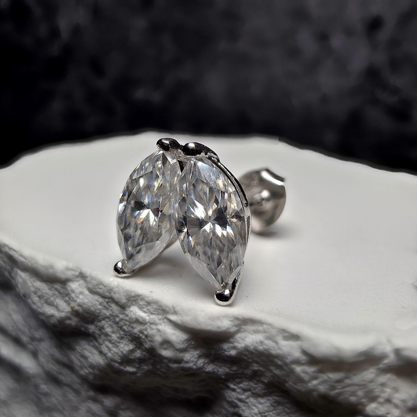1 CTW Marquise Moissanite Stud Earrings 925 Sterling Silver Butterfly Back...