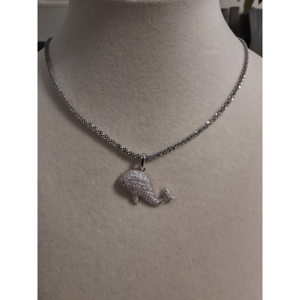.75CTW Moissanite Whale Pendant 925 Sterling Silver