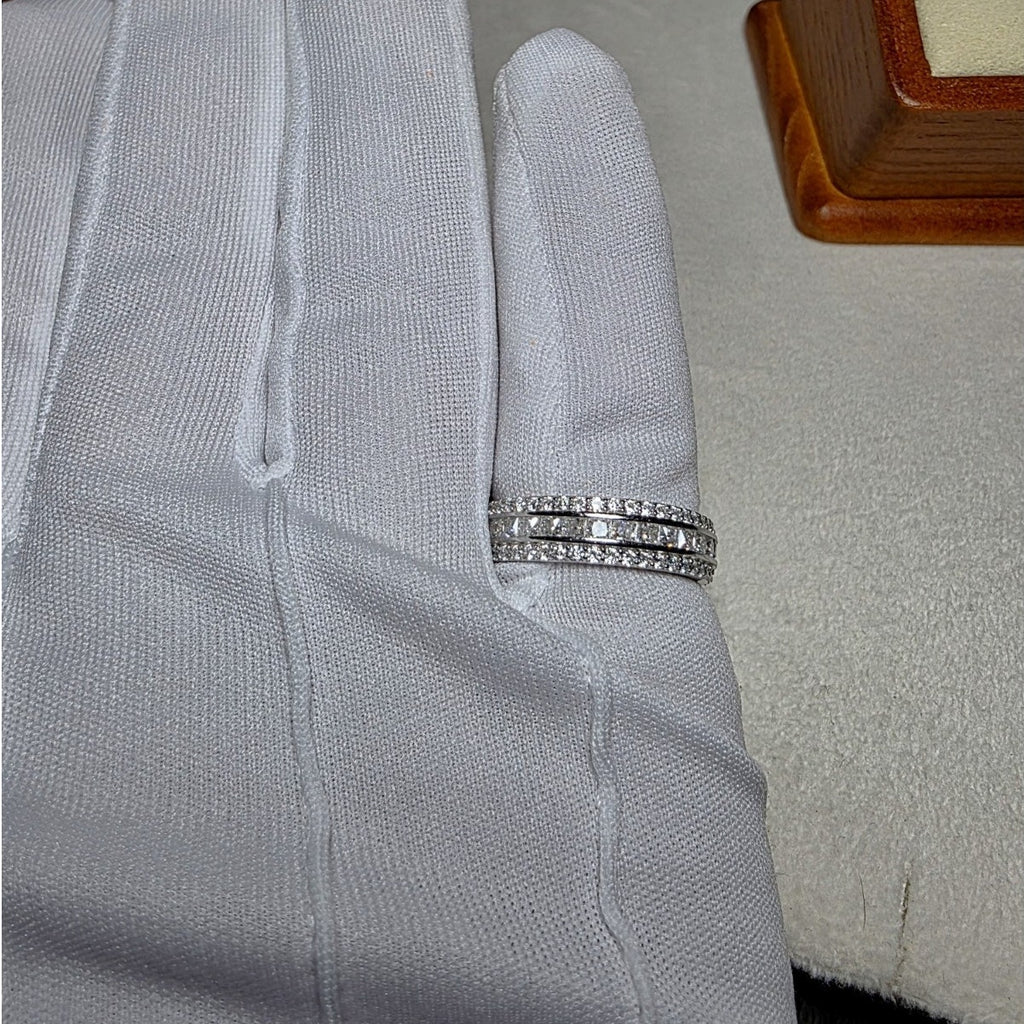 Size 8 2.61ctw Moissanite Three-Row Eternity Band 925 Sterling Silver