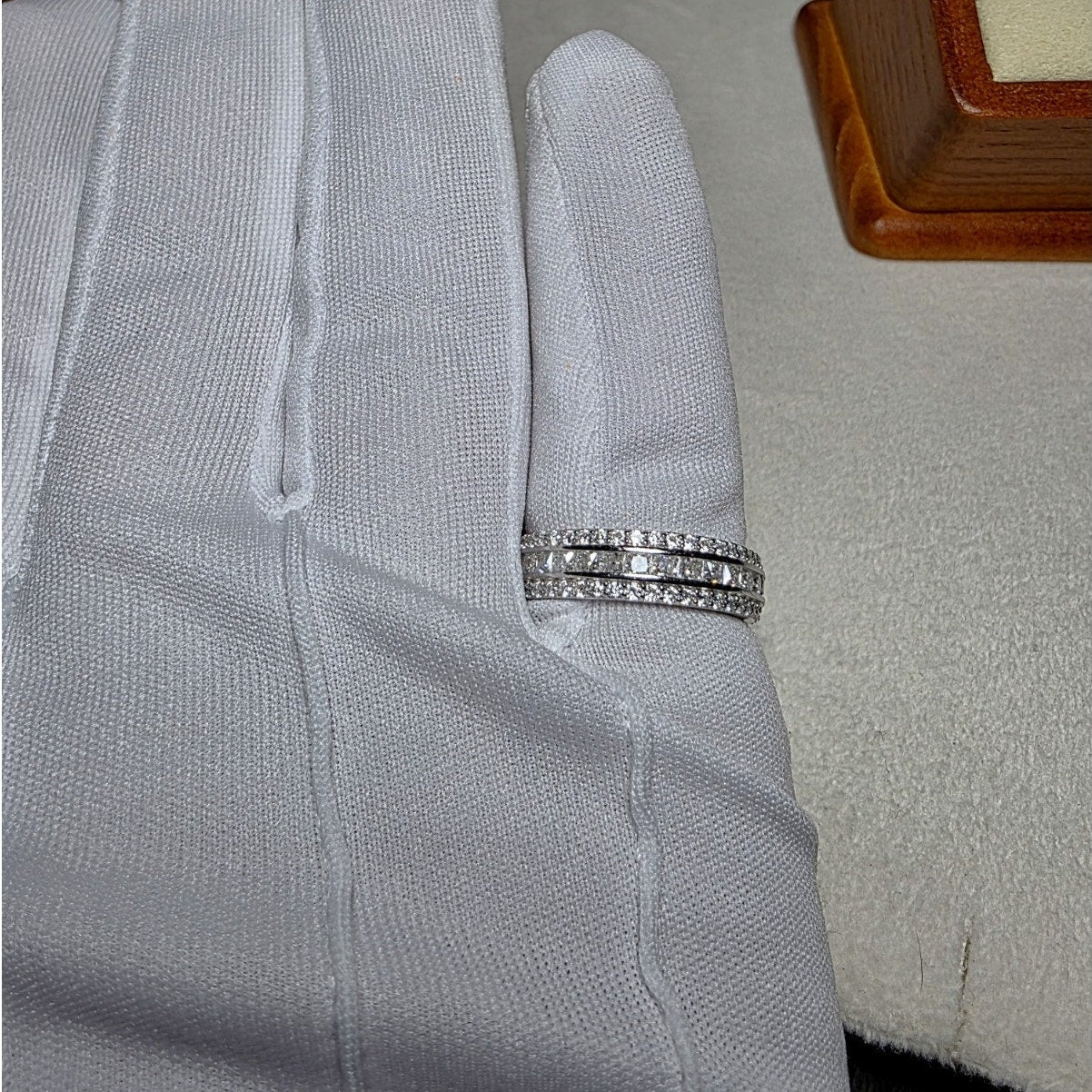 Size 8 2.61ctw Moissanite Three-Row Eternity Band 925 Sterling Silver