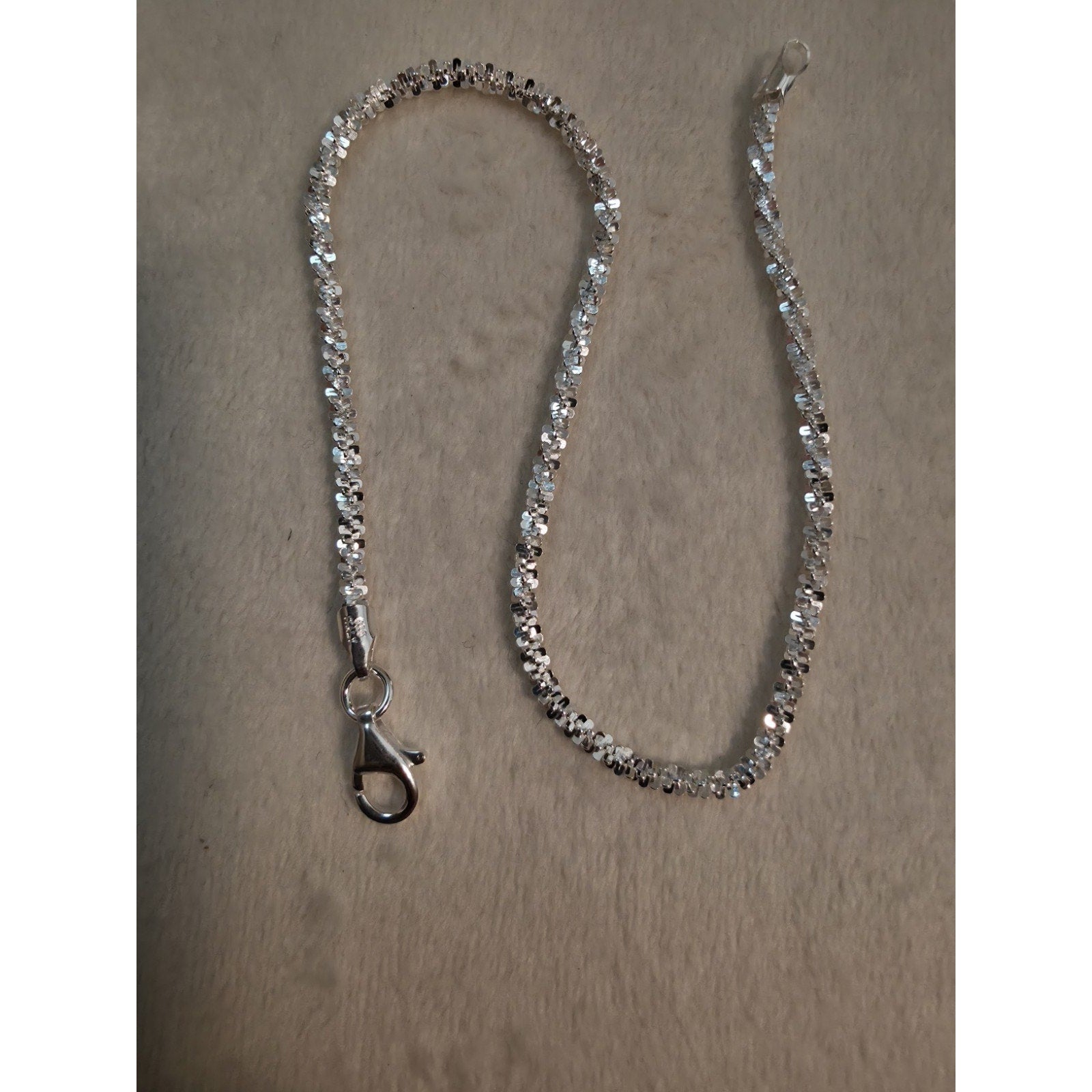 8" Twisted Rock 2.2mm Braclet 925 Sterling Silver w/lobster